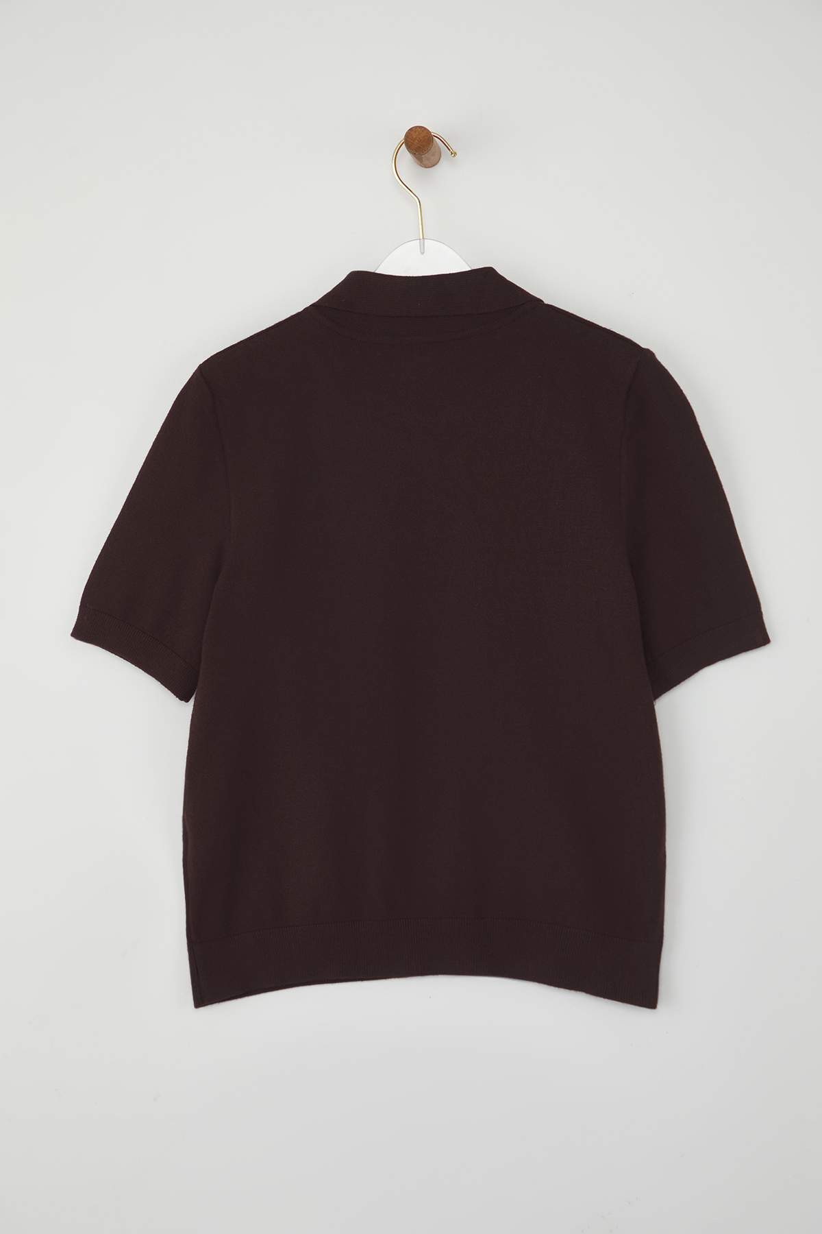 Trendyolmilla  Kahverengi Polo Yaka Premium İplik / Özel İplik Triko İnce Bluz TWOSS25BZ00184 - Görsel 8