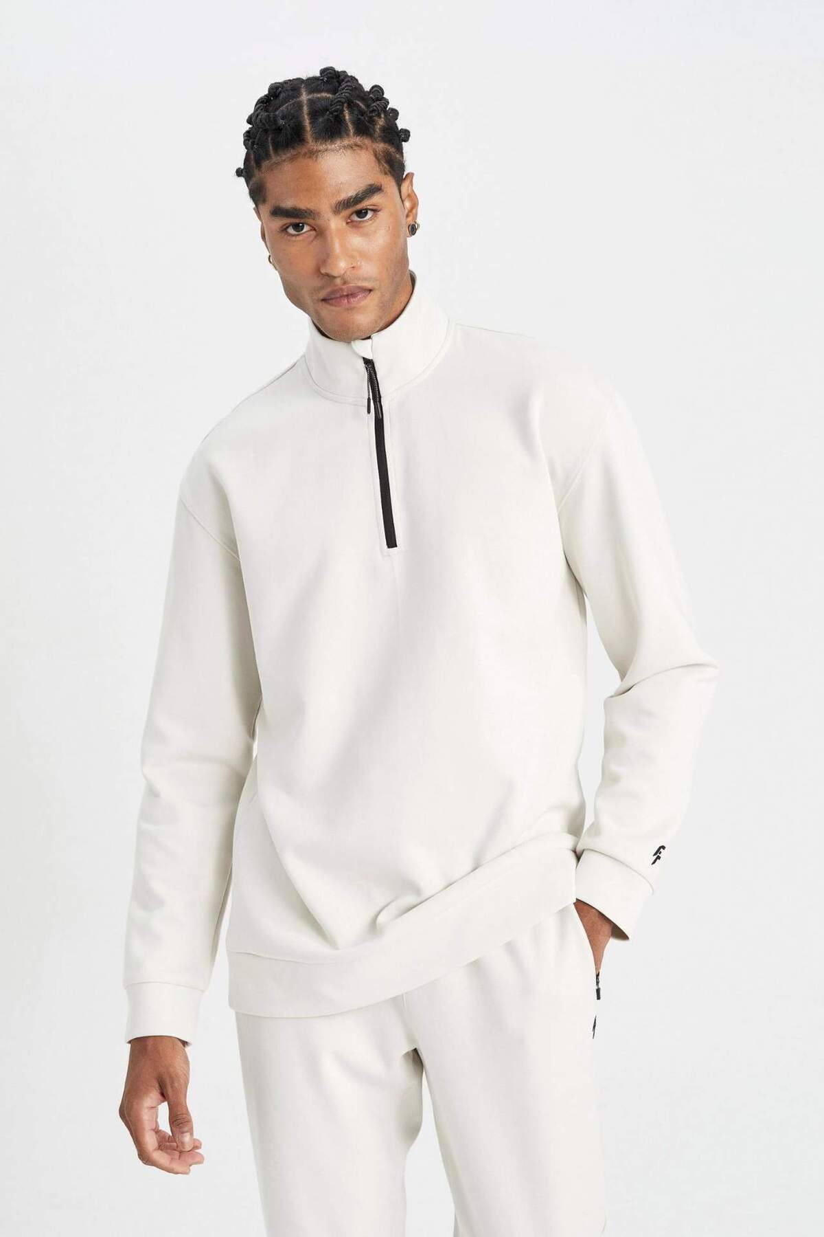 DeFacto-DeFactoFit Standard Fit Stehkragen Reißverschluss Sport Sweatshirt D2022AX24AU 4