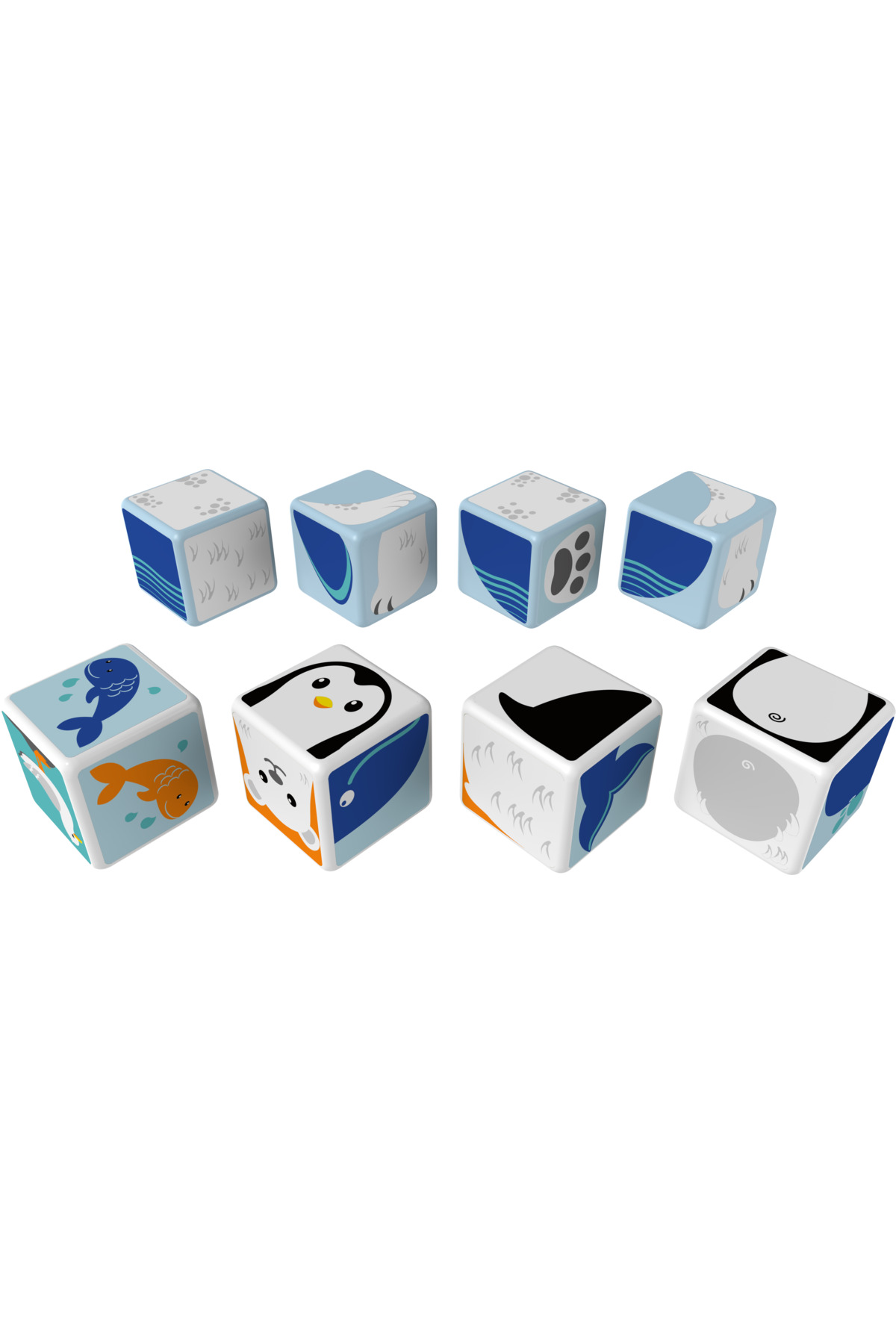 مکعب‌مغناطیسی پولار-دریایی حیوانات با کارت‌ها، اسباب‌بازی ۱۱ تکه