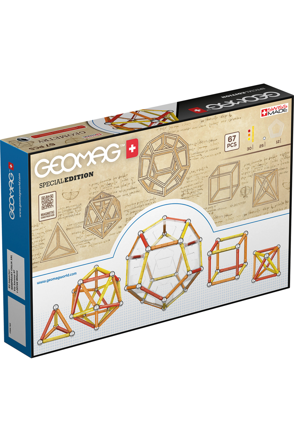 لئوناردو داوینچی ۶۷ تکه اسباب‌بازی‌های مغناطیسی هندسه ساخت‌وساز برای کودکان STEM