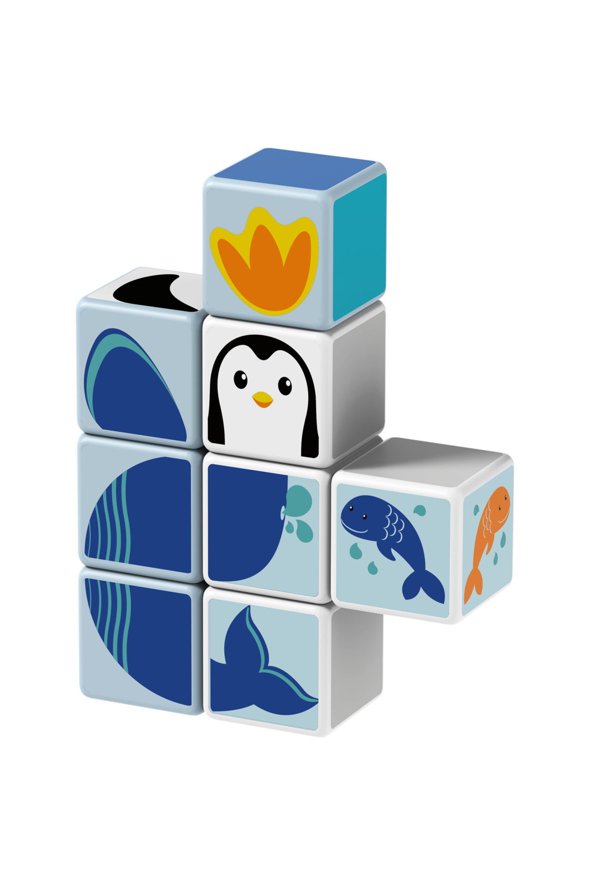 مکعب‌مغناطیسی پولار-دریایی حیوانات با کارت‌ها، اسباب‌بازی ۱۱ تکه
