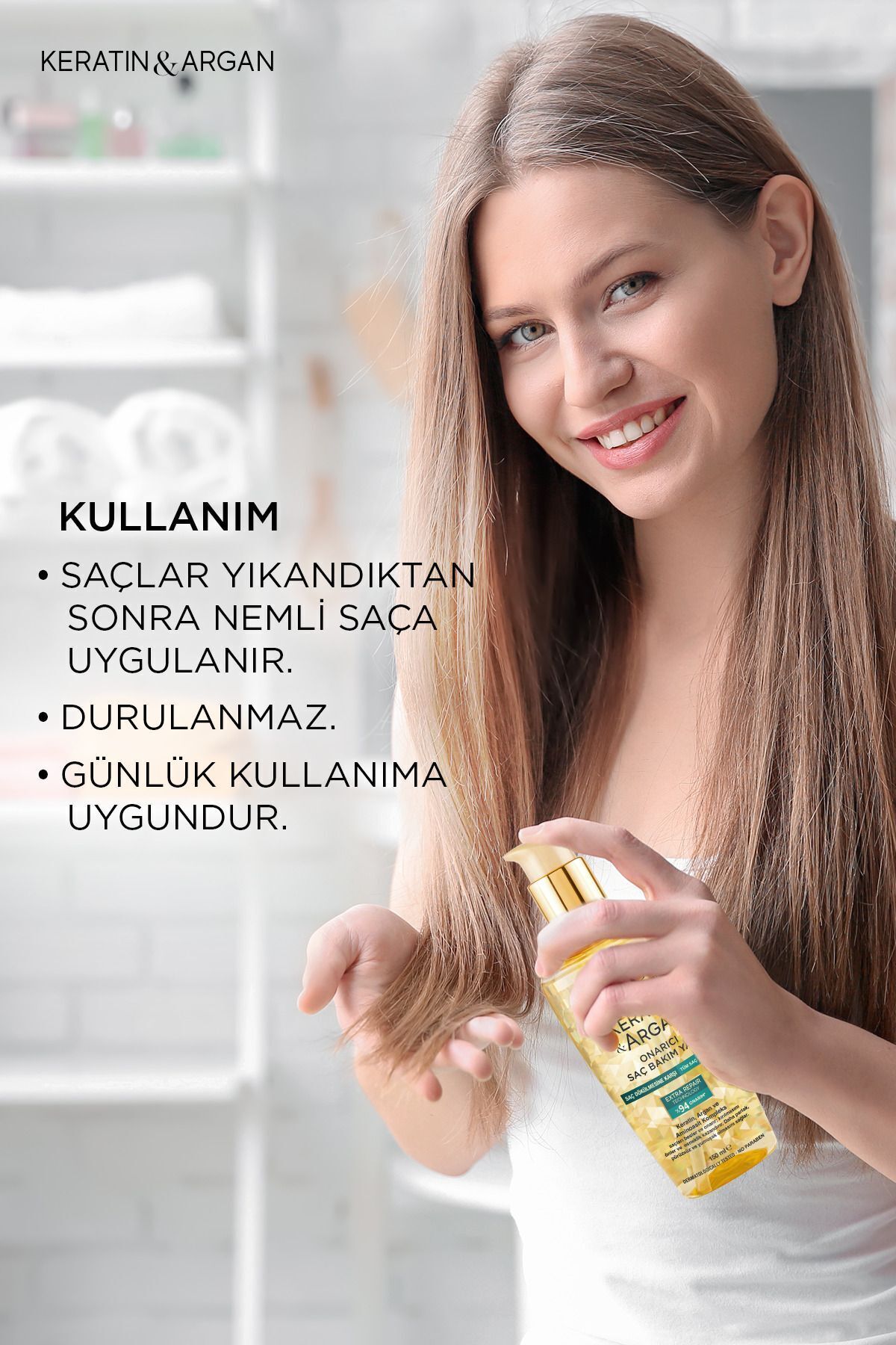Keratin Argan Besleyici Onarıcı Saç Bakım Yağı 150 ml - Yıpranmış Ve Hassas Saçlar 2'li — TYCEAWX21N172197960236528 — تصویر 3 از 6