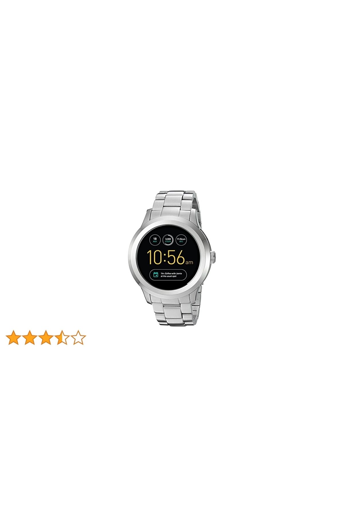 Fossil-ساعة Ftw2116 Q Founder الذكية من الجيل الثاني، مصنوعة من الفولاذ المقاوم للصدأ، بشاشة تعمل باللمس (فضية) 2