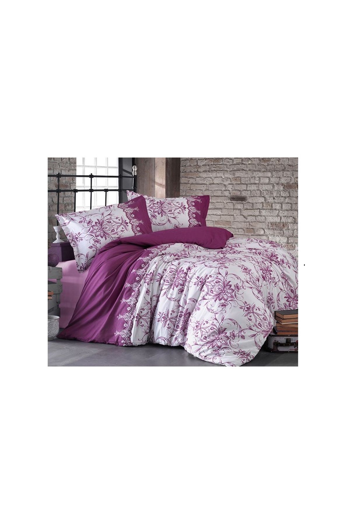 ŞENER HOME-Clasy Ranforce Duvet Cover Set Single - Diva V2 2