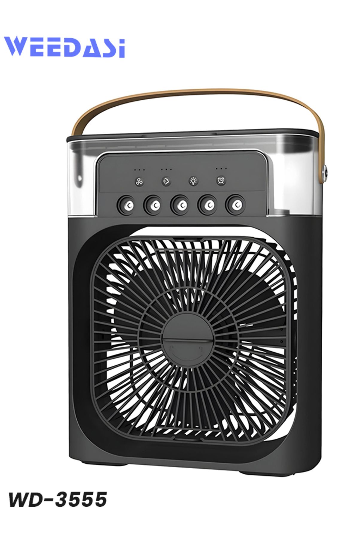 Generic-WEEDASI WD-3555 Portable Air Cooler Fan with Humidifier, LED Light, Timer, and Adjustable Fan Black 1