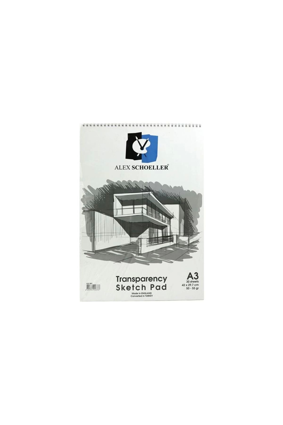 Alex Schoeller-Alex Spiral Sketch Notepad 50/55 Grams (A3) 30Pcs Alex-863 2