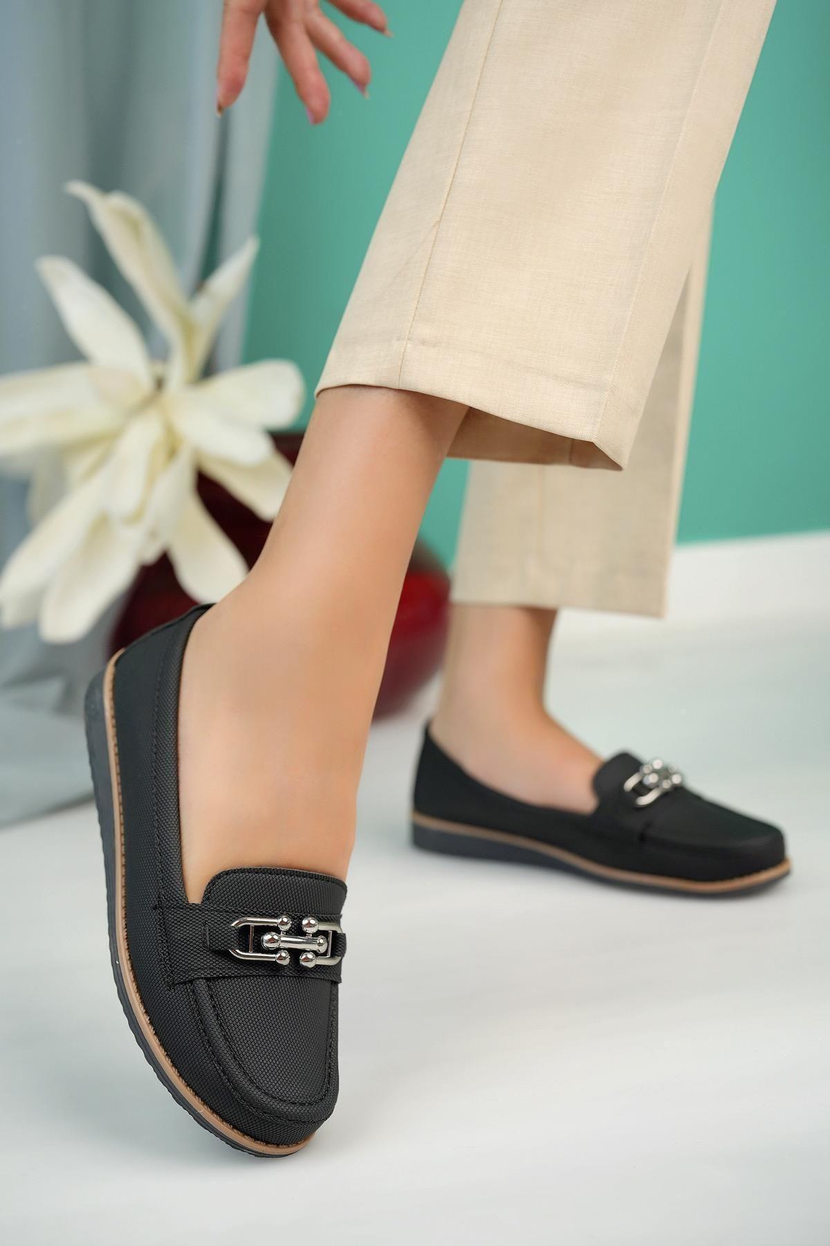 lady classy  Kadın 4 Nokta Ortopedik Terletmez Kaymaz Anatomik Taban Ayakkabı - Görsel 4