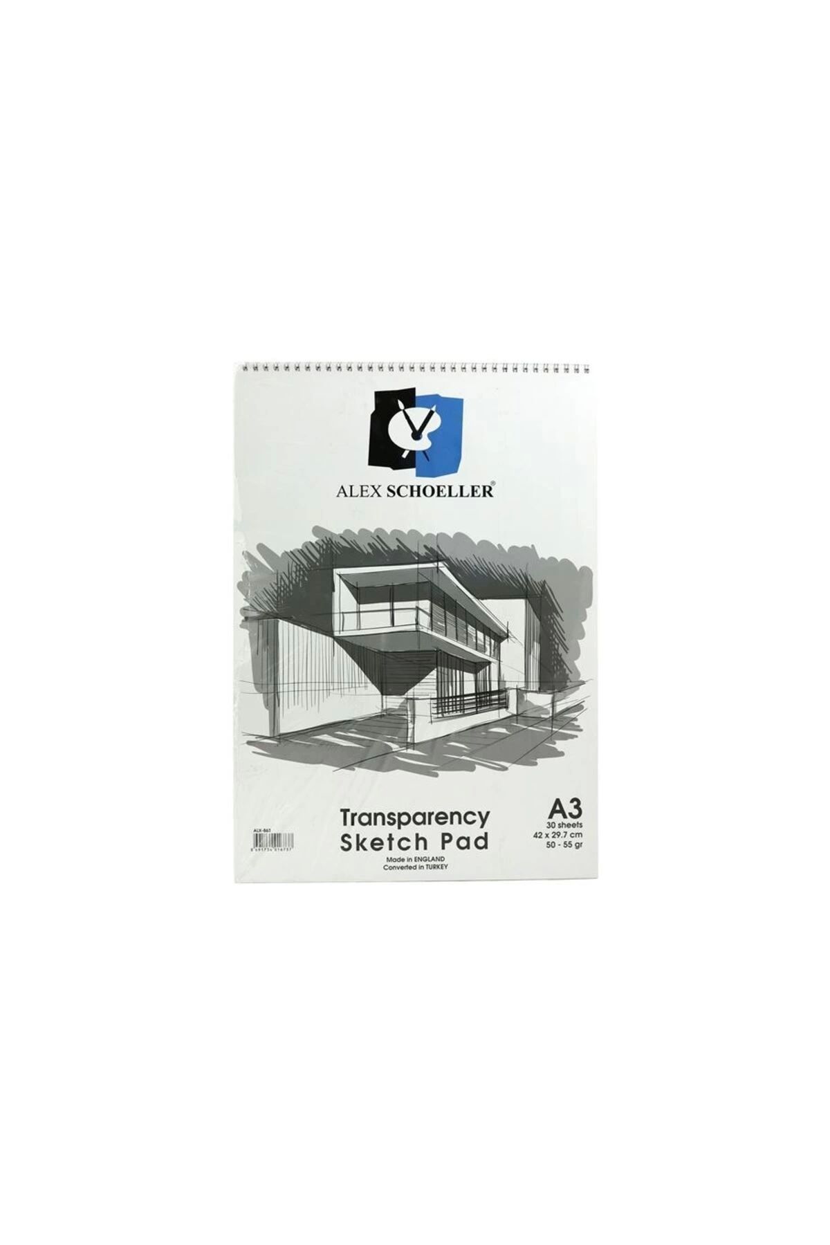 Alex Schoeller-Alex Spiral Sketch Notepad 50/55 Grams (A3) 30Pcs Alex-863 3