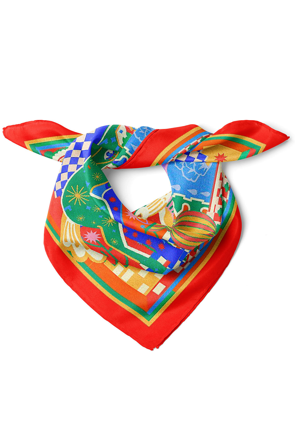 nehir eşarp At & Hayvan & Figür Desen Fular Bandana 50x50 Cm