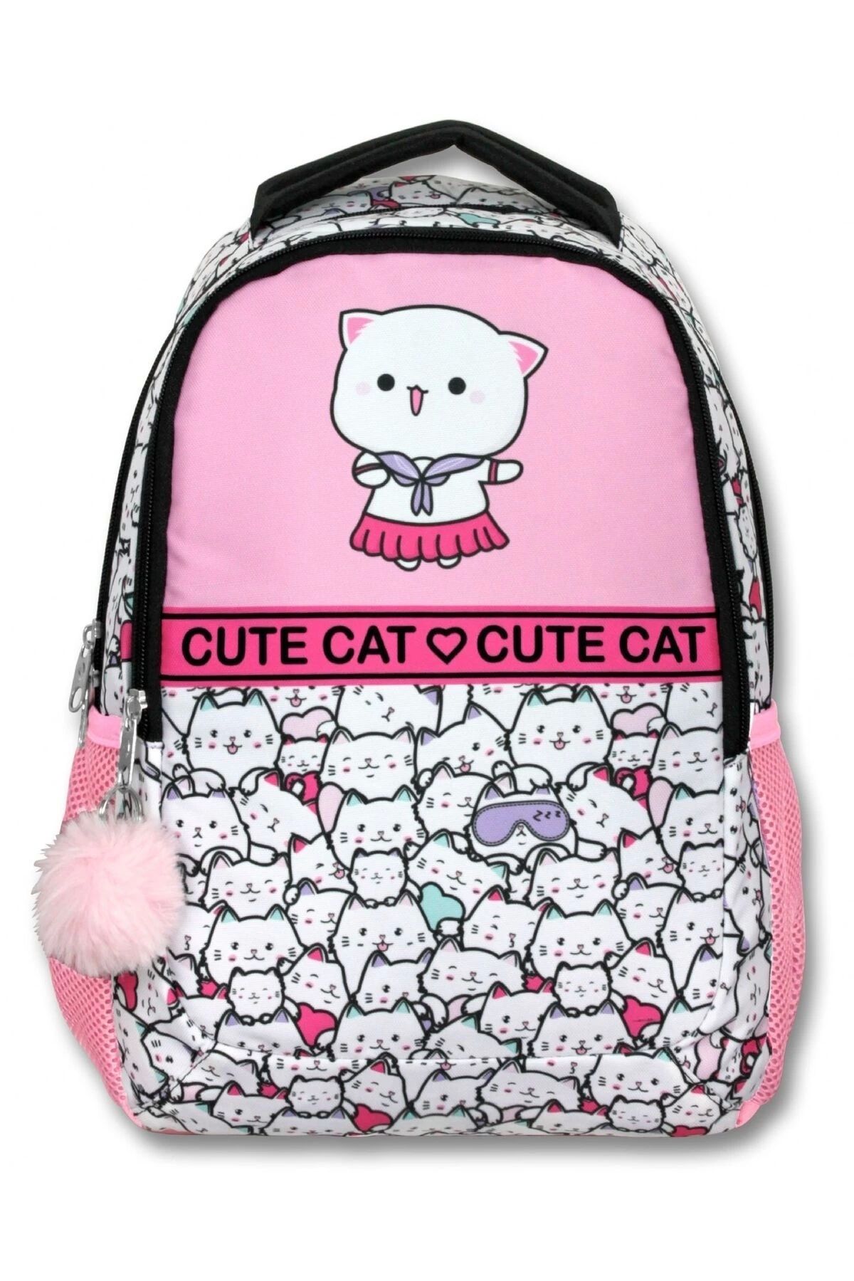 ÜMİT ÇANTA-Cennec 5012 (Cute Cats - Pink White - Girl) Geantă de școală 2