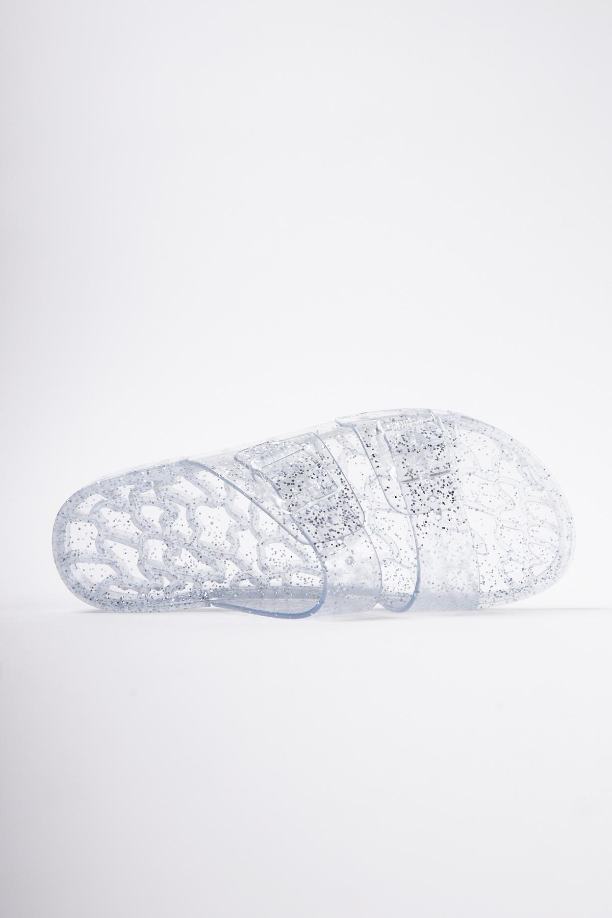 Mubiano-Summer Women's Jelly Transparent Gray Glitter Flat Slippers-Mstb165-Sgs 6