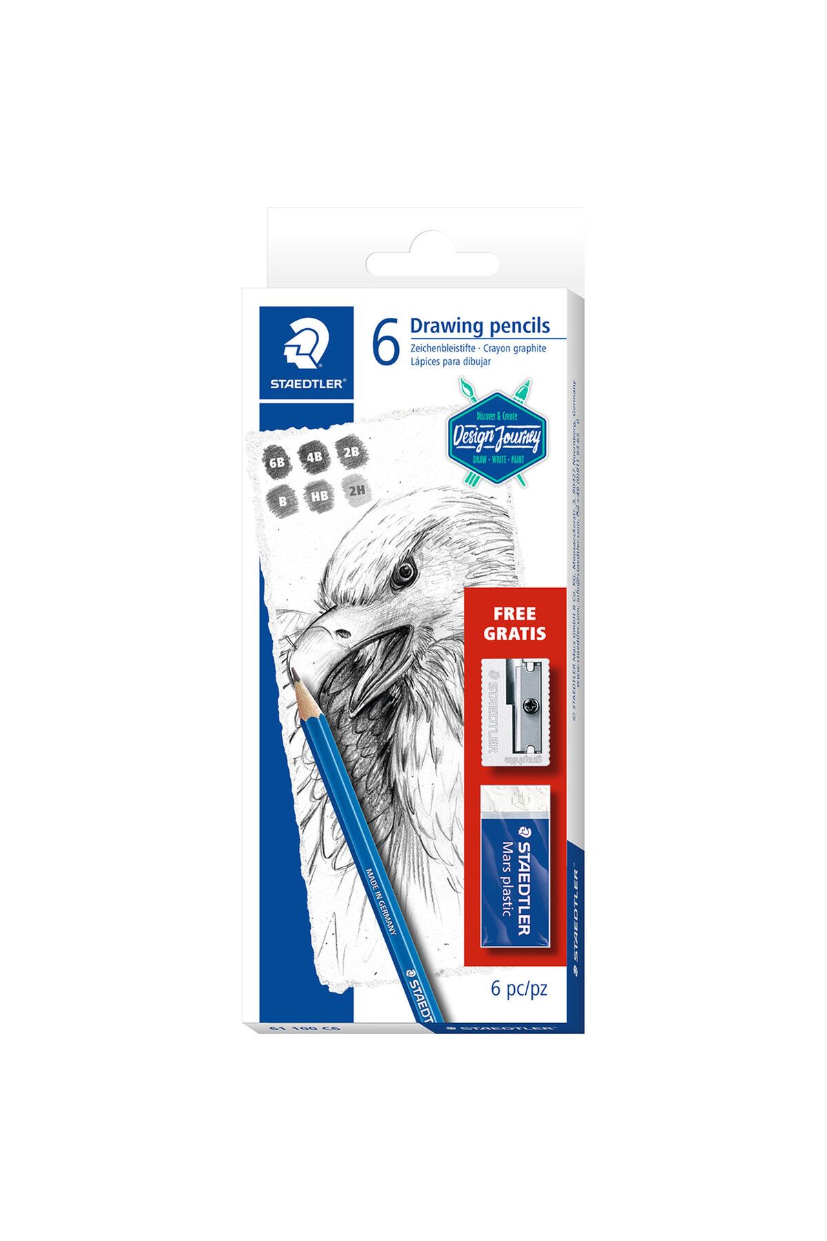 Staedtler-61 100 C6 Mars Lumograph Pencil Set – 6 Pcs 6