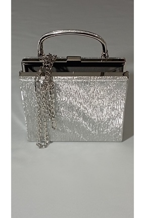 Şarra Gossi Gümüş Simli Abiye Çanta Gece Çantası Kadın Çanta Lame Abiye Çanta...