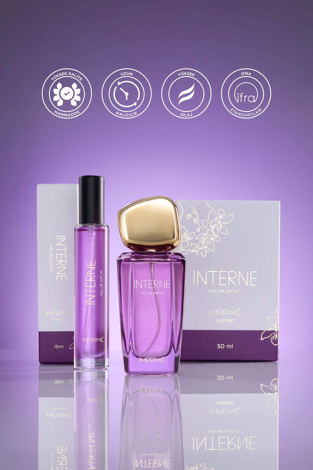 Interne EDP 50 ML & Seyahat Boy 15 ml Kadın Parfüm Seti I Meyveli Ve Çiçeksi I Bergamot, Şeftali — IMP0002-VB1 — تصویر 3 از 8