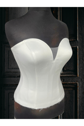 MODA Ekru Saten Korse M Yaka -Hazır Beden Gelinlik Büstiyer