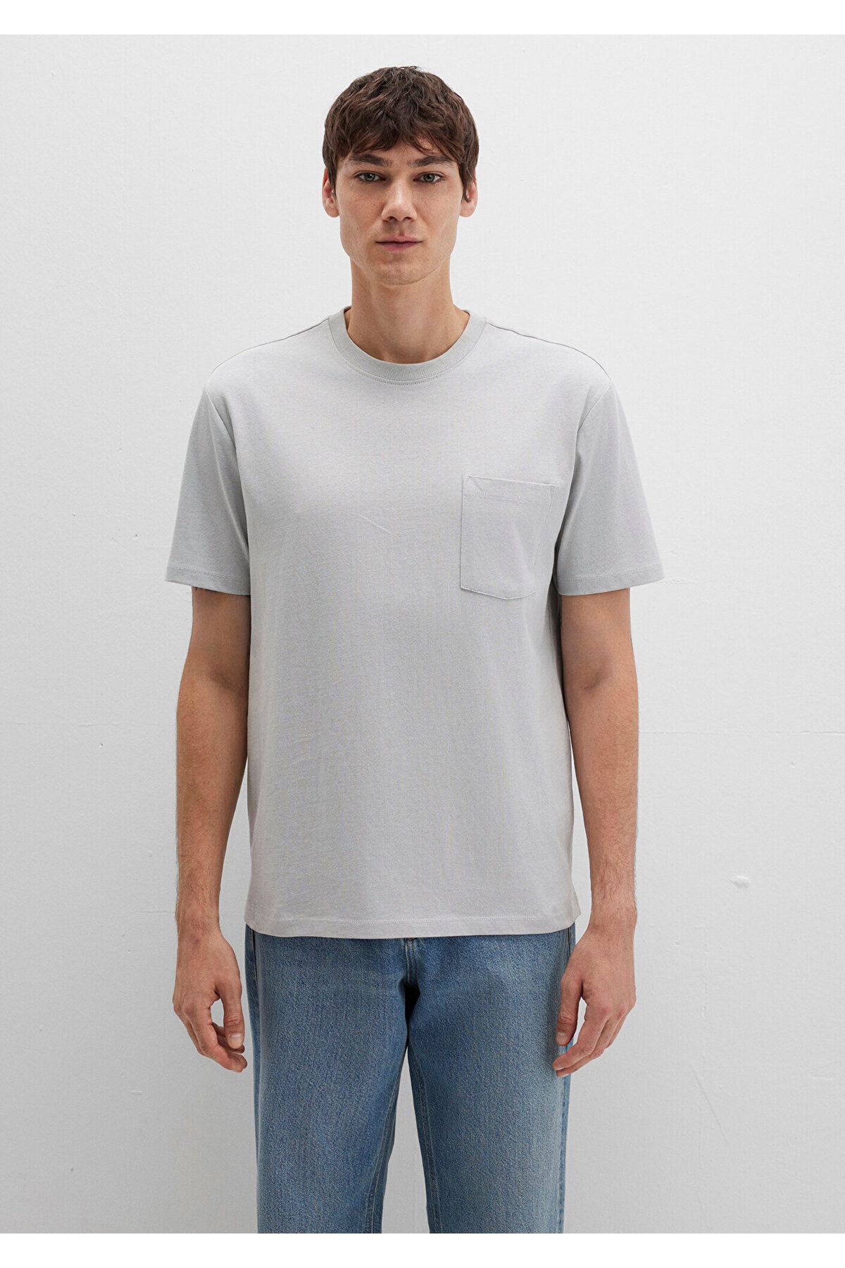 Mavi-Pocket Detailed Gray T-Shirt Loose Fit / Loose Relaxed Cut 066248-70075 4