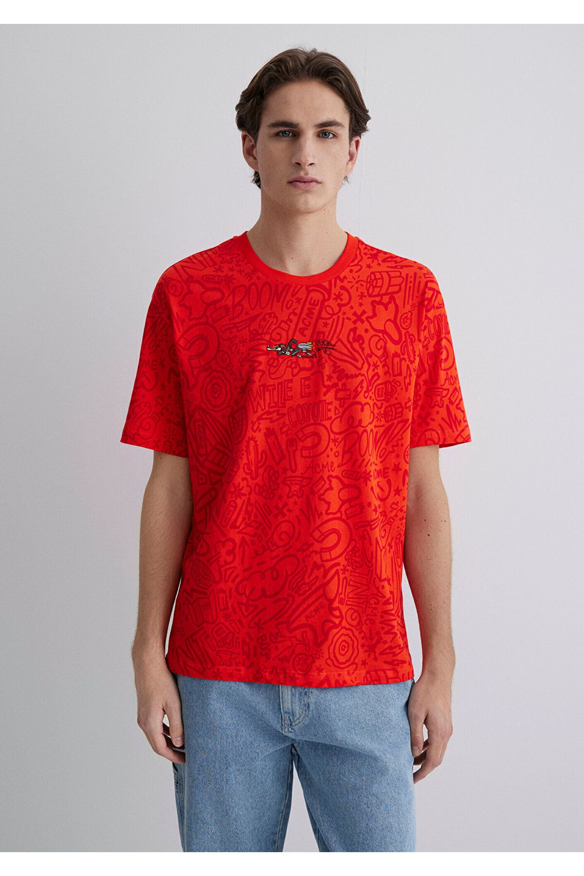 Mavi-Road Runner Printed Red T-shirt - Loose Fit 0611244 -70471 3