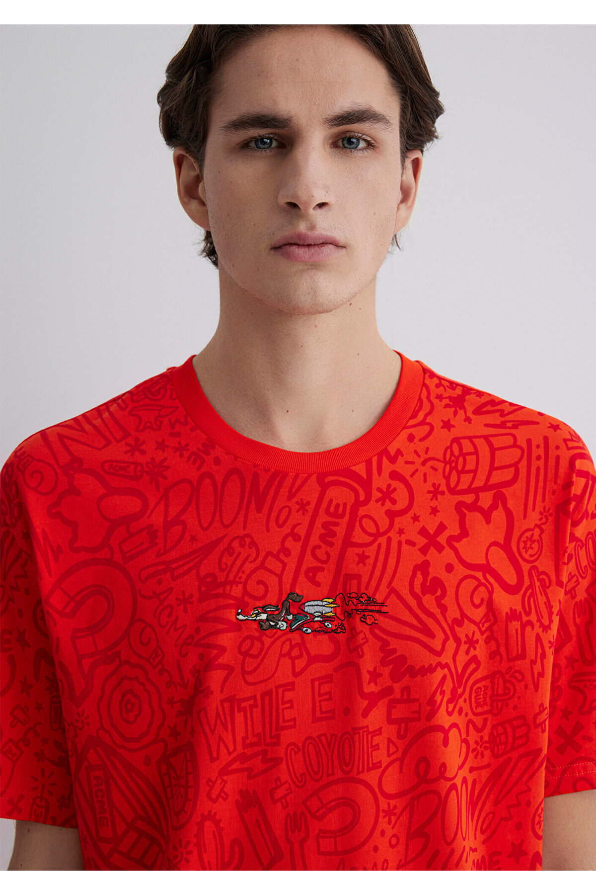 Mavi-Road Runner Printed Red T-shirt - Loose Fit 0611244 -70471 5