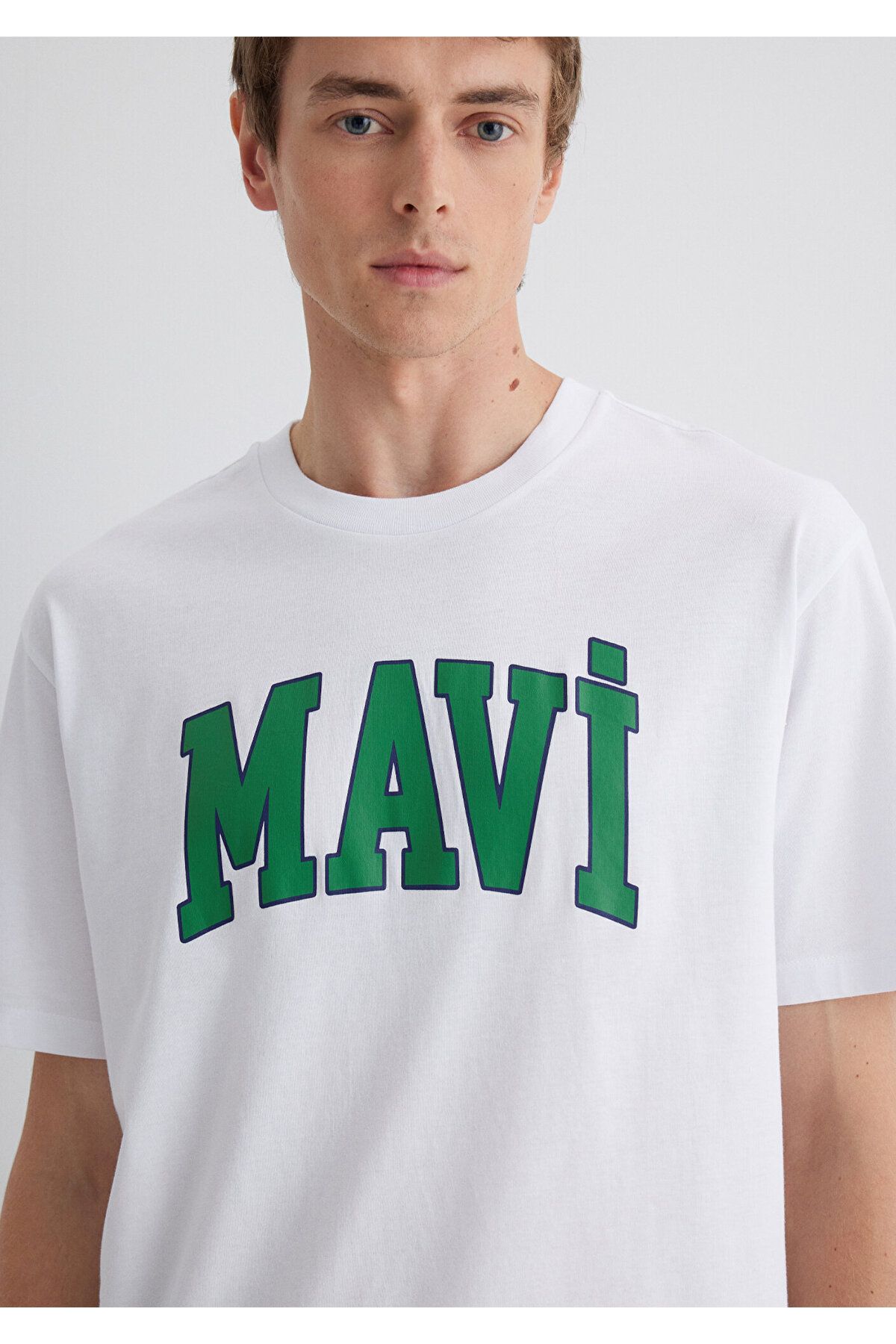 Mavi-Λευκό T-shirt με λογότυπο Loose Fit / Loose Relaxed Fit0611711-620 5