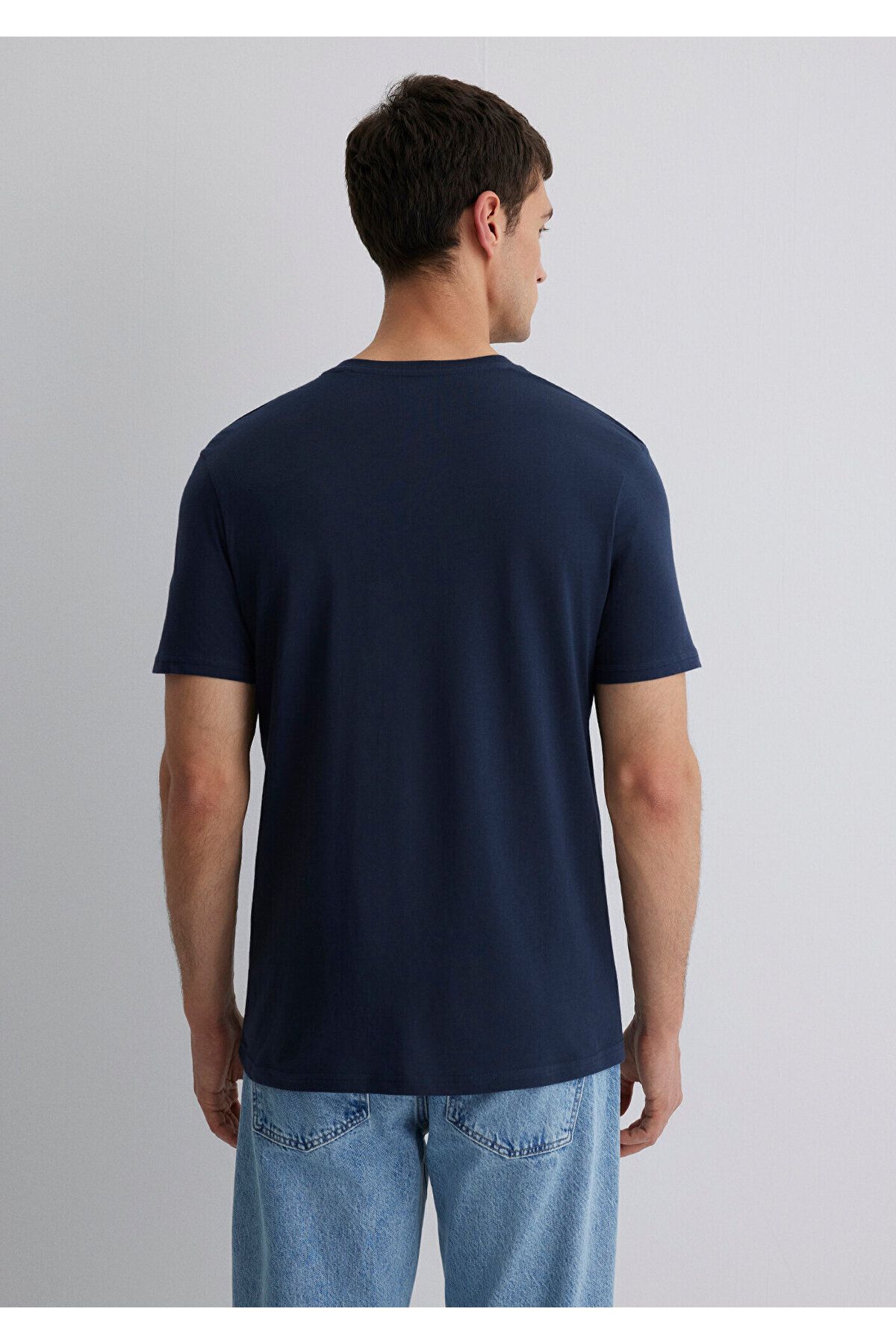 Mavi-Тъмносиня тениска с лого с принт / Slim Fit 065781-28417 5