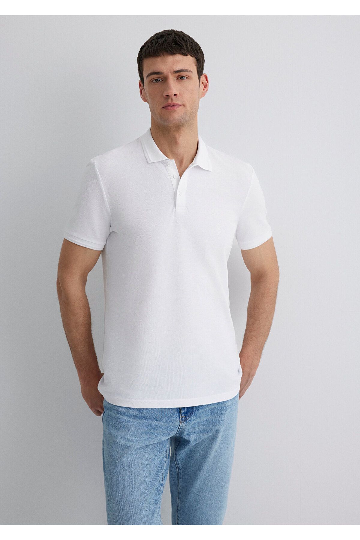 Mavi-Λευκό μπλουζάκι Polo Slim Fit / Στενό κόψιμο 064946-27879 2