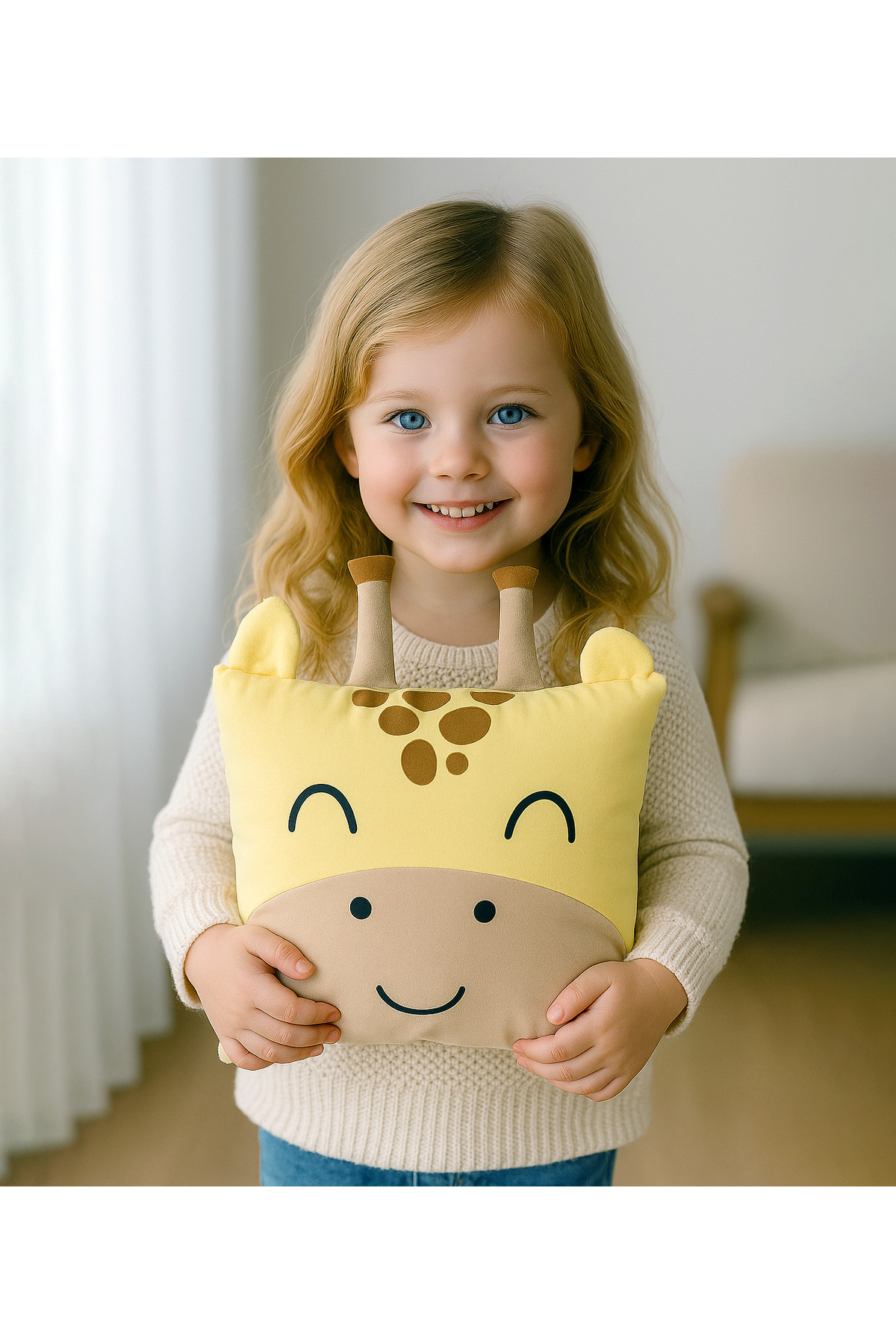 JOYFUL KIDS Zürafa Dekoratif Uyku Arkadaşı Yastık – Bebek ve Çocuk Odası Jungle Temalı Yastık