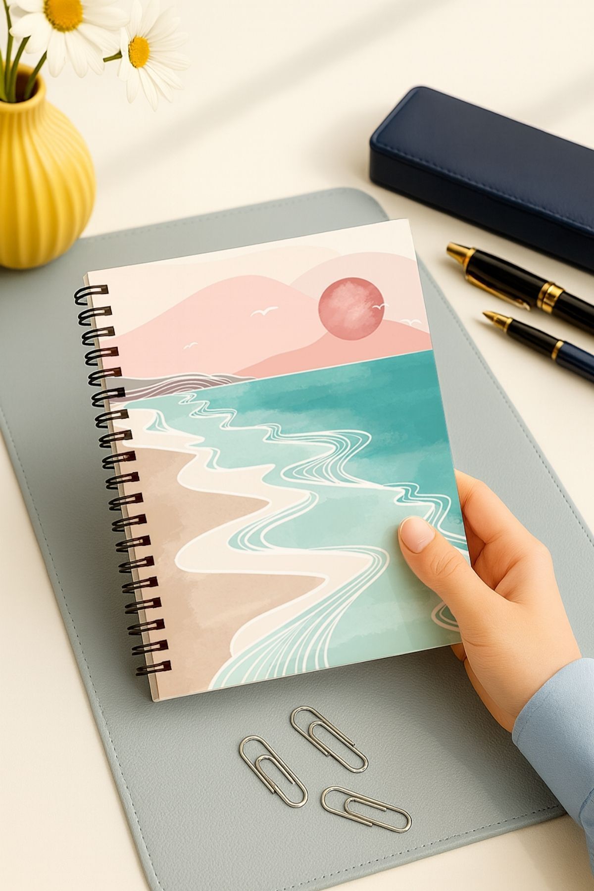 Eldesen Tasarım-Set of 2 Unlined Notebooks, A5 Size 50 Sheets 100 Pages Set of 2, Boholu 3