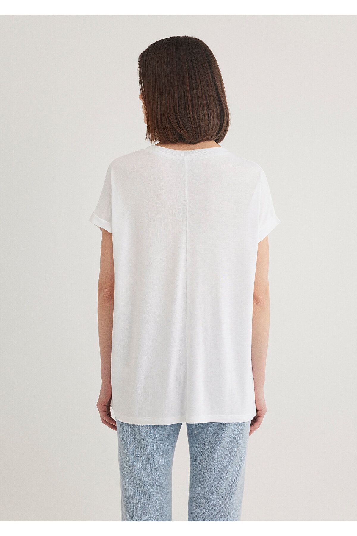Mavi-Tricou alb de bază cu decolteu în V, cu croială normală 166449 -620 4