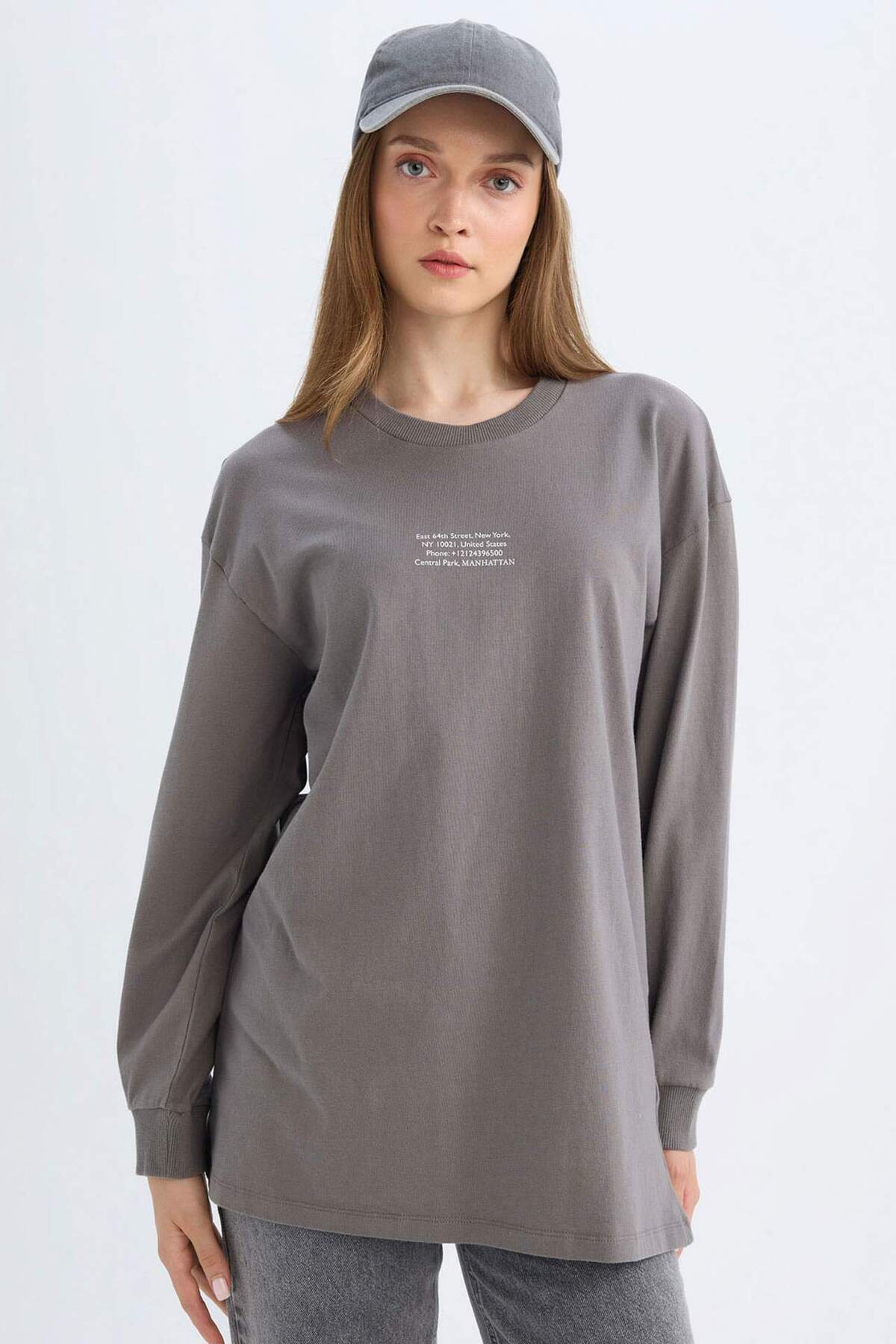DeFacto-Φούτερ με στάμπα με κανονική εφαρμογή Crew Neck D0391AX24AU 1