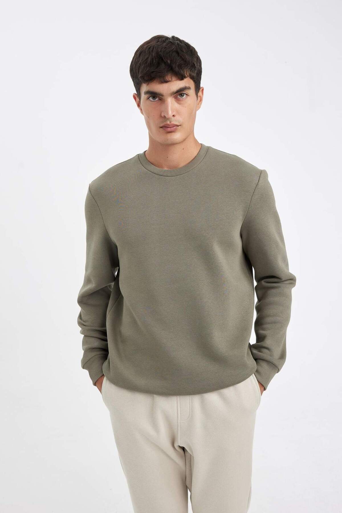DeFacto-3nitá bavlněná mikina Regular Fit Crew Neck Thick s vnitřním fleecem D7876AXNS 6