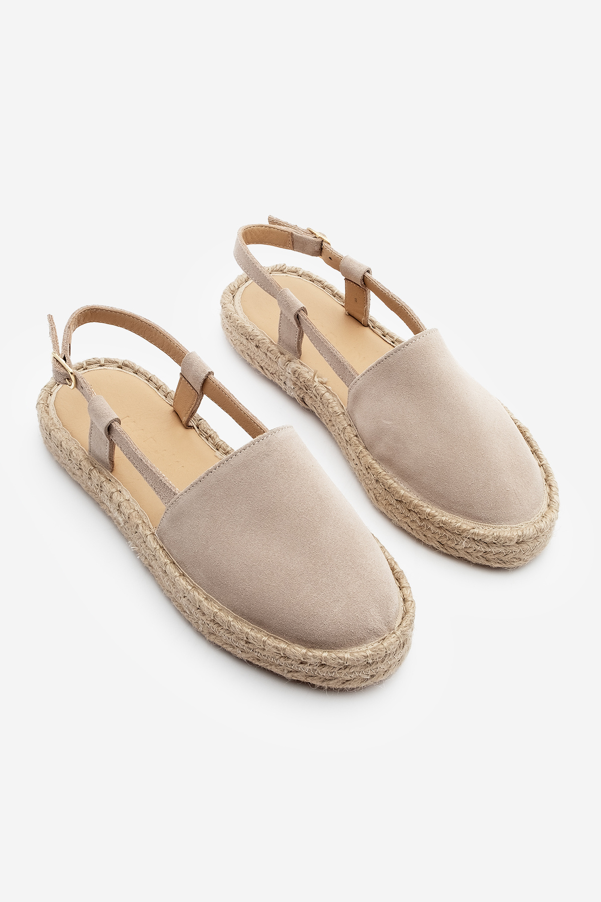 Marjin-Beige Wildleder-Sandalen für Damen – Espadrilles aus echtem Leder mit offenem Rücken 5