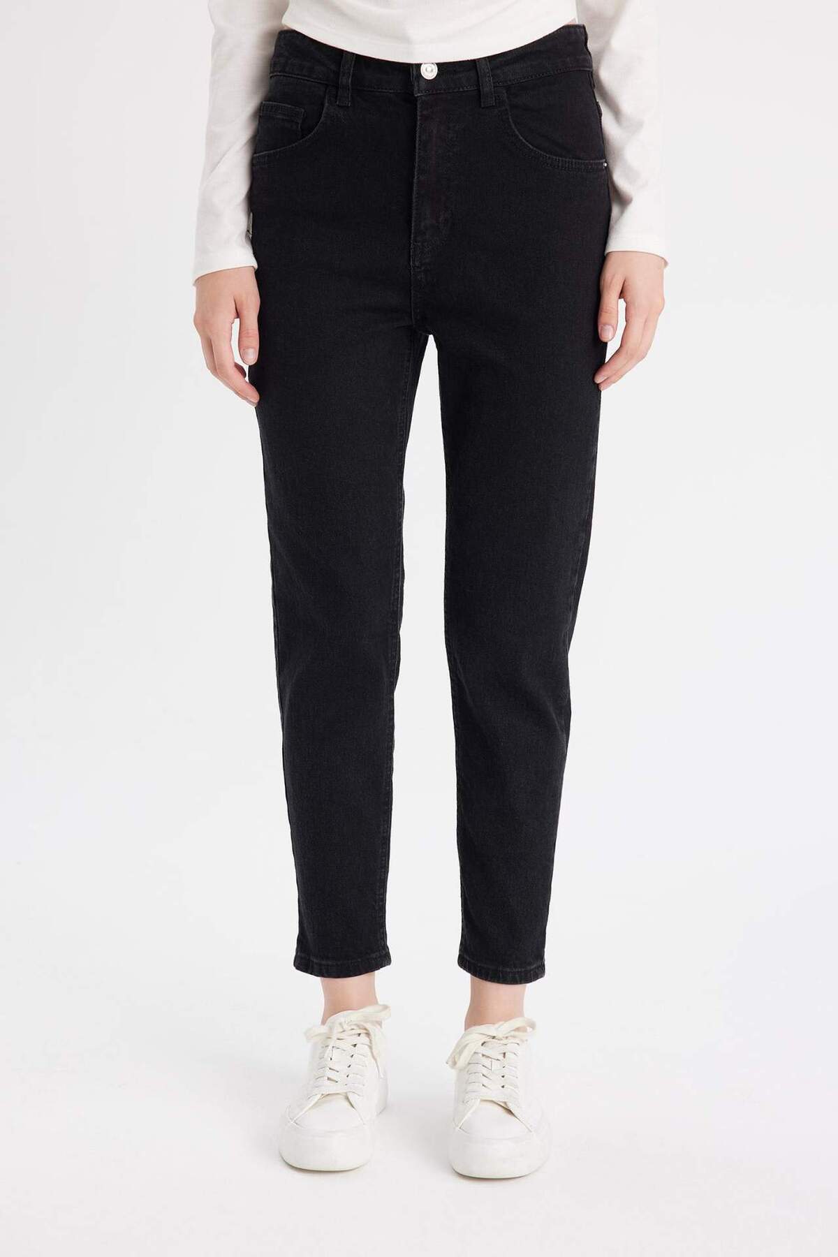 Comfort Mom Yüksek Bel Rahat Kalıp Hafif Dar Paça Bilek Boy Jean Pantolon D4305ax24au