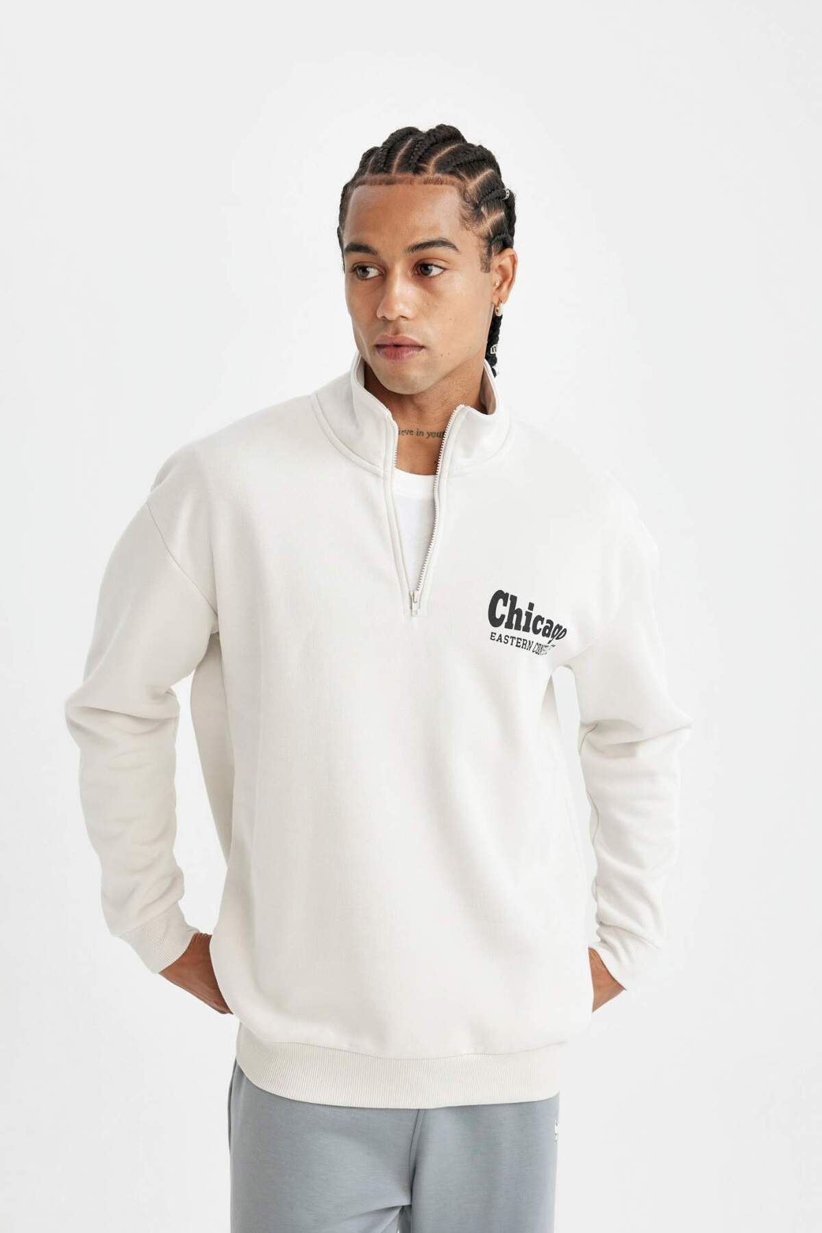 DeFacto-Mikina Nba Chicago Bulls Oversize Stand Collar Zip-Up - C9270Ax24Au 4