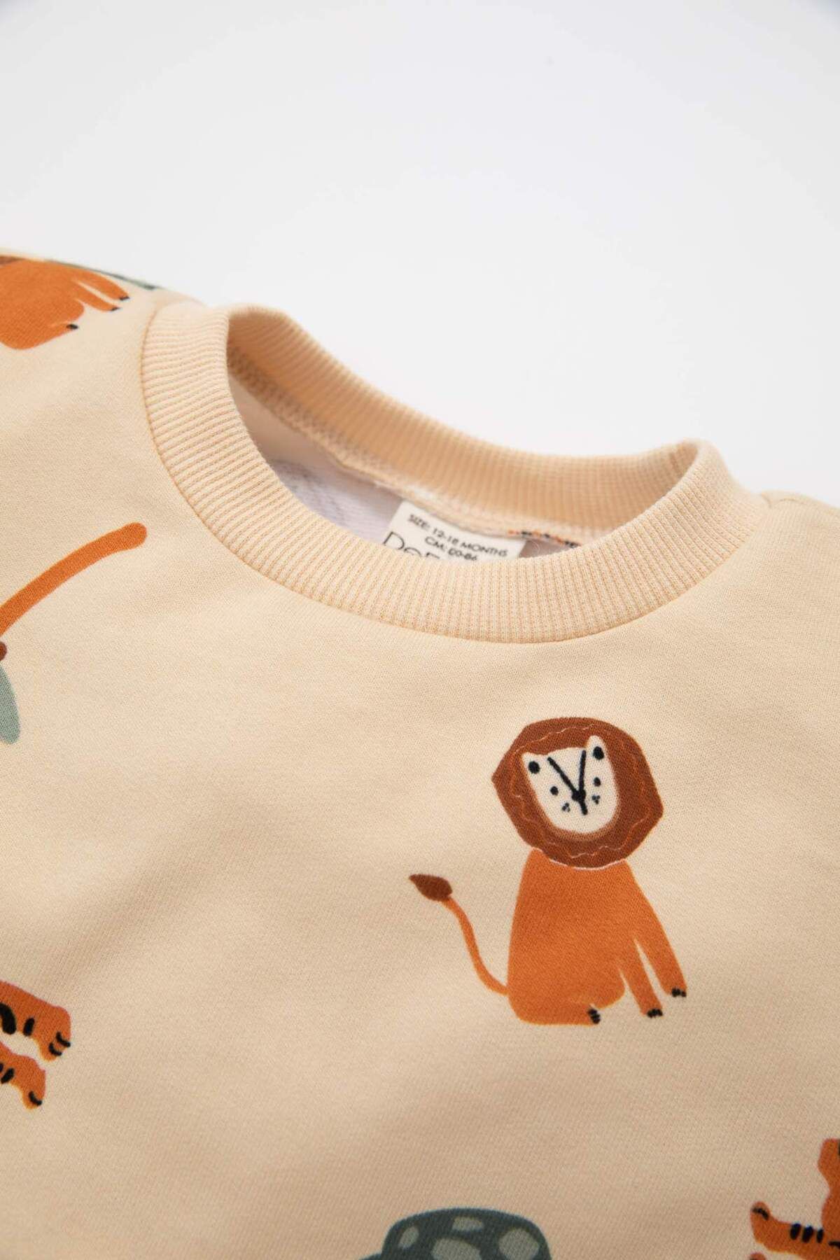 DeFacto-Baby Boy Crew Neck Printed Sweatshirt D2931A524Au 2