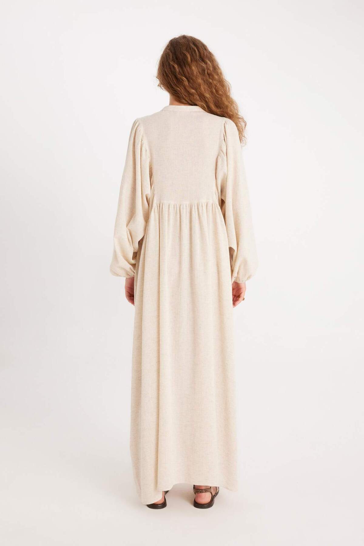 DeFacto-DeFacto Manuka Maxikleid aus Baumwolle mit vorspringendem Kragen – Langarm D4373AX24HS 8