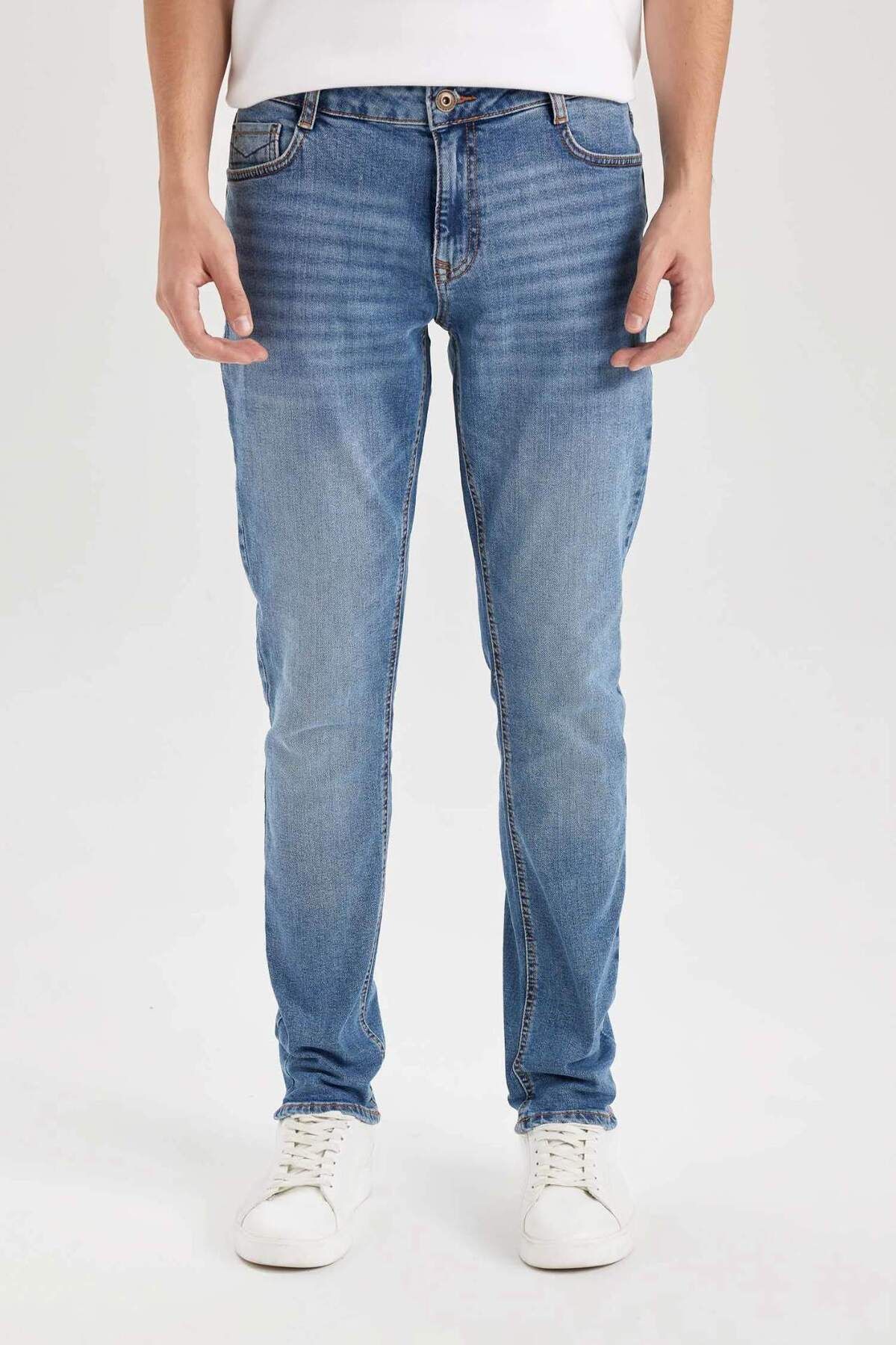 DeFacto-Pedro Slim Fit Regular Waist Skinny Leg Jeans - D6469AX24AU 4