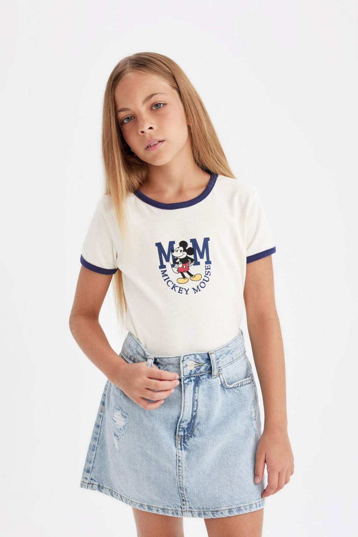 DeFacto-Disney Mickey & Minnie T-Shirt für Mädchen – Rundhalsausschnitt, Rippe, Kurzarm C7355A824AU 3