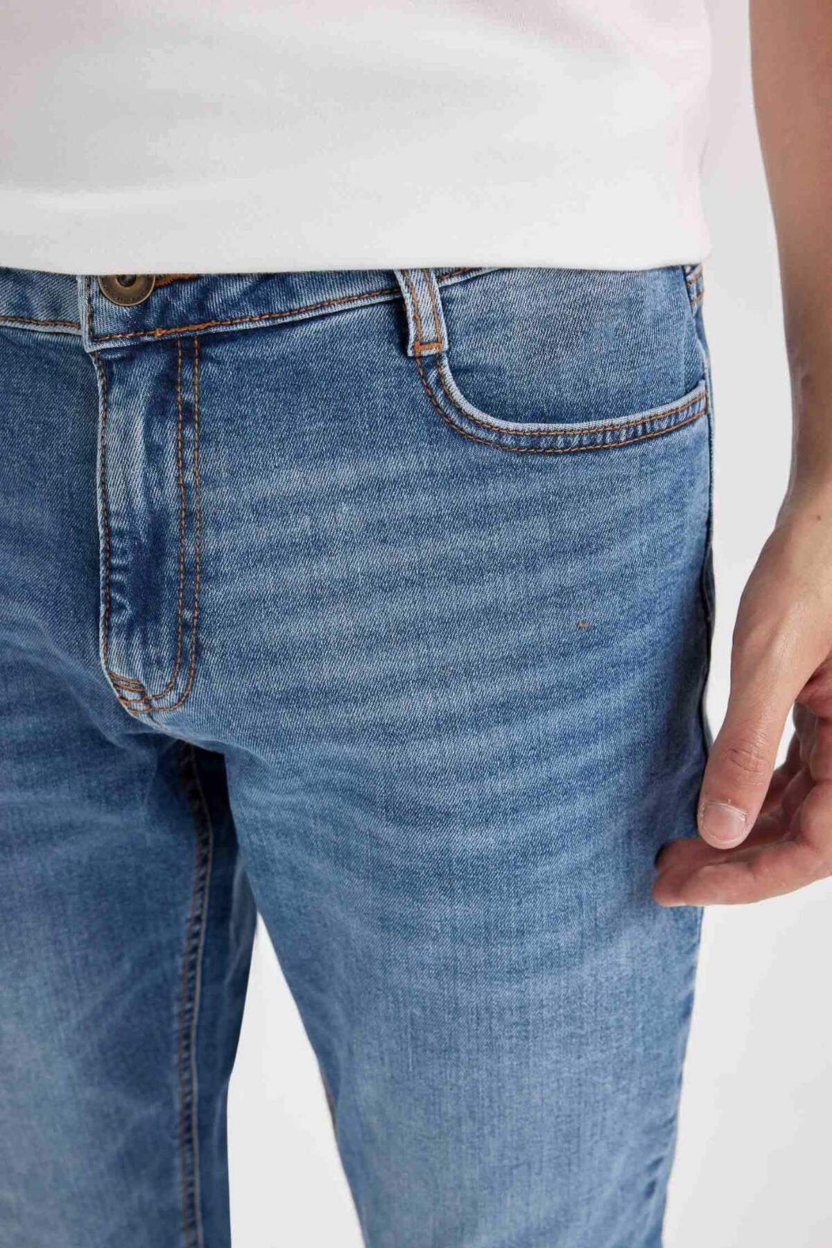 DeFacto-Pedro Slim Fit Regular Waist Skinny Leg Jeans - D6469AX24AU 5