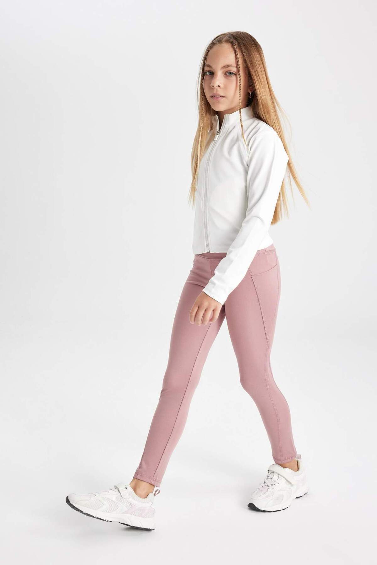 DeFacto-Girls' Basic Plain Standard Size Pocket Leggings C9638A824Au 3