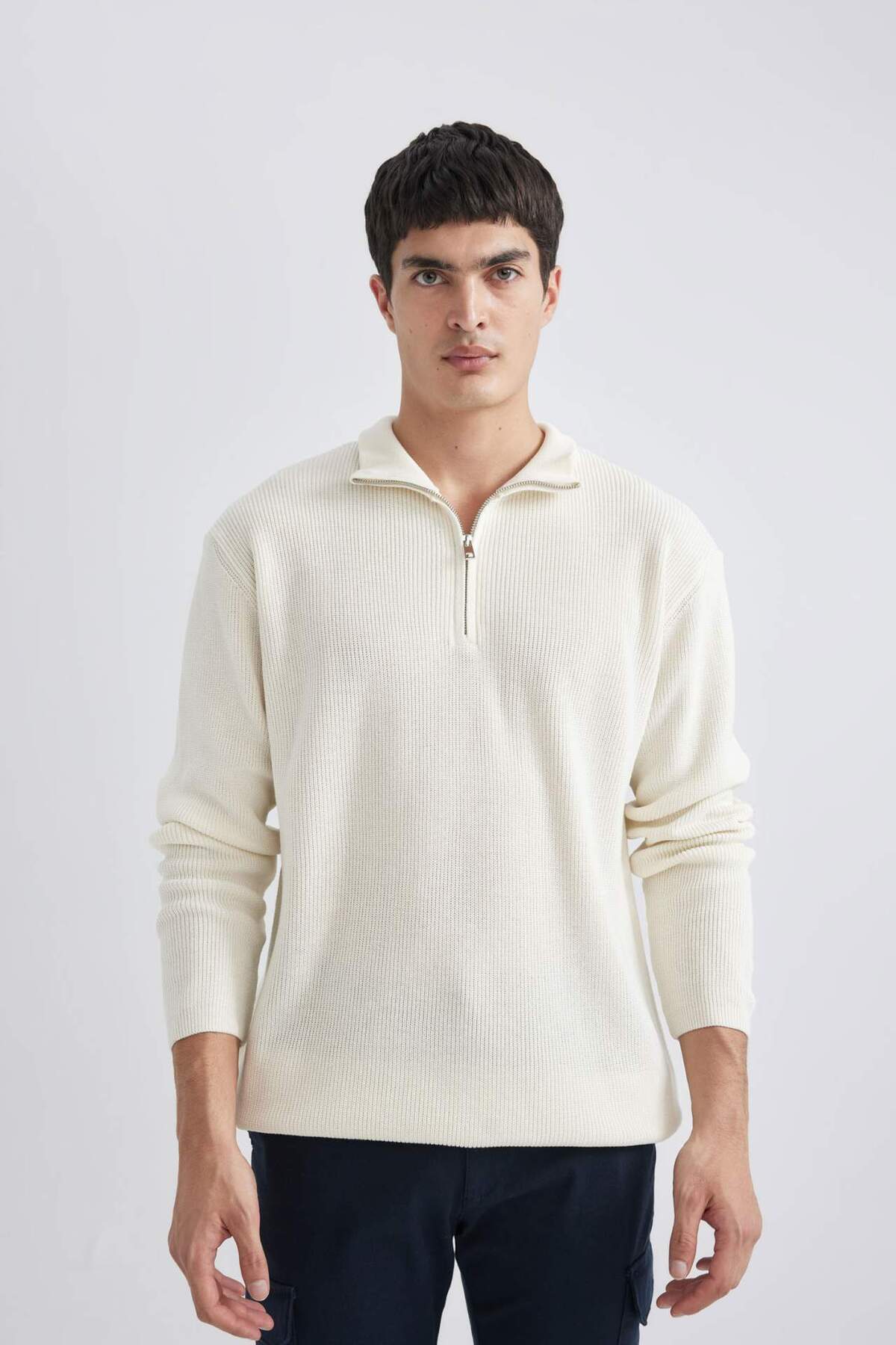 DeFacto-Loose Fit Turtleneck Thessaloniki Fabric Sweater B9706Ax24Au 3