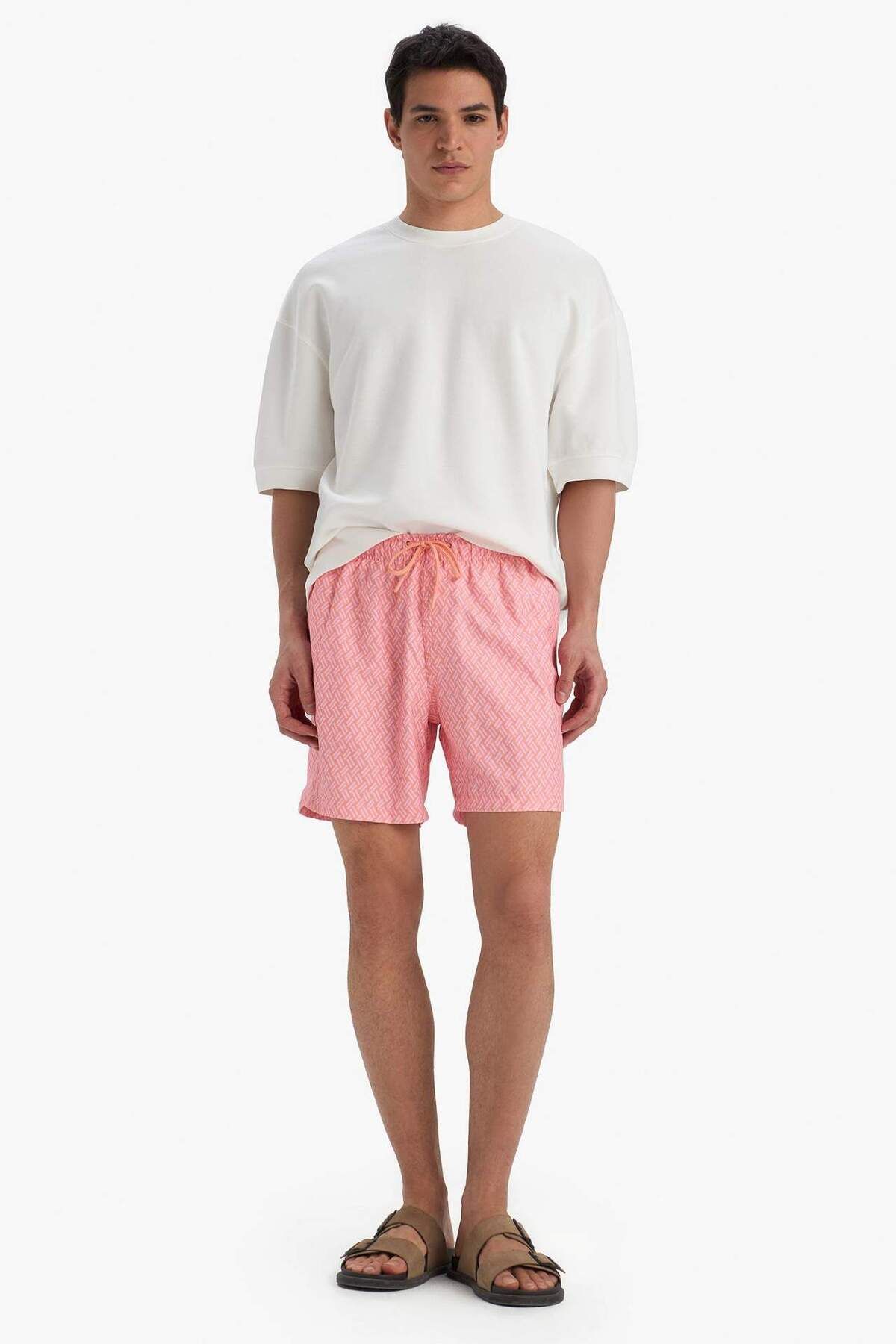 DeFacto-Gemusterte kurze Badeshorts mit Netzfutter B7442AX24HS 1
