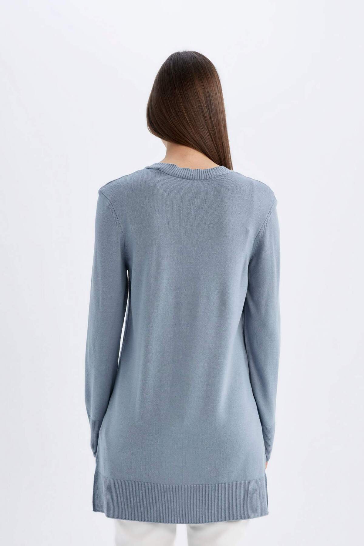 DeFacto-Regular Fit Rundhalsausschnitt Schlitz Basic Plain Strickpullover Tunika H3431AZ24AU 6