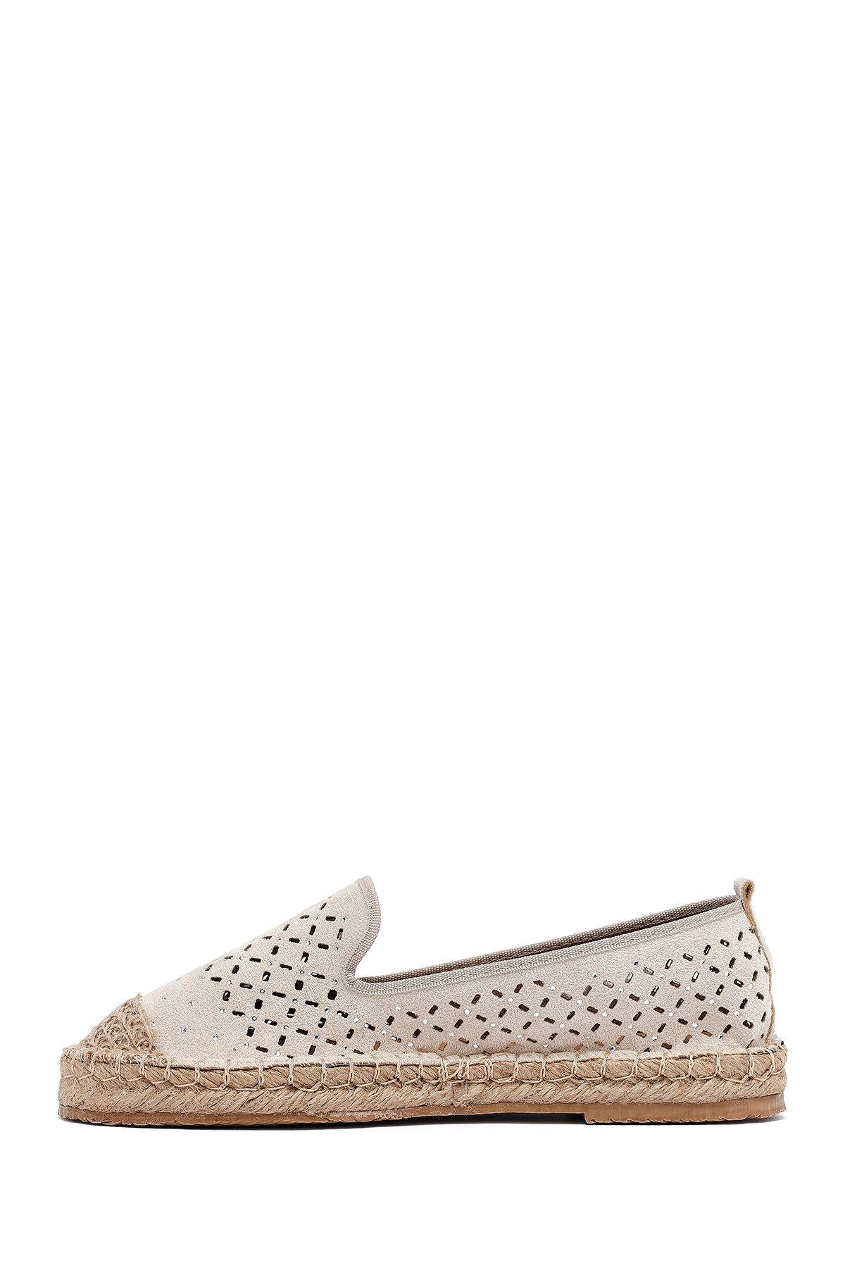 Derimod-Women's Beige Mesh Suede Espadrille 25Sfe402710 2