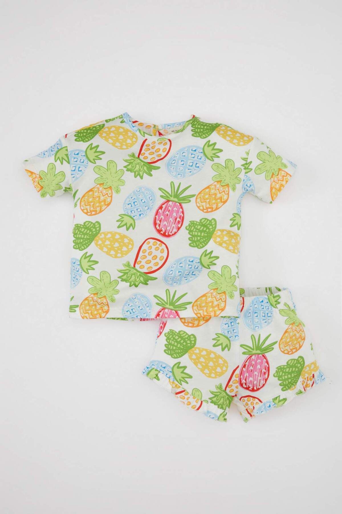 DeFacto-Baby Girl 2 Piece Set Patterned Short Sleeve T-Shirt Shorts Z8976A224Sm 1