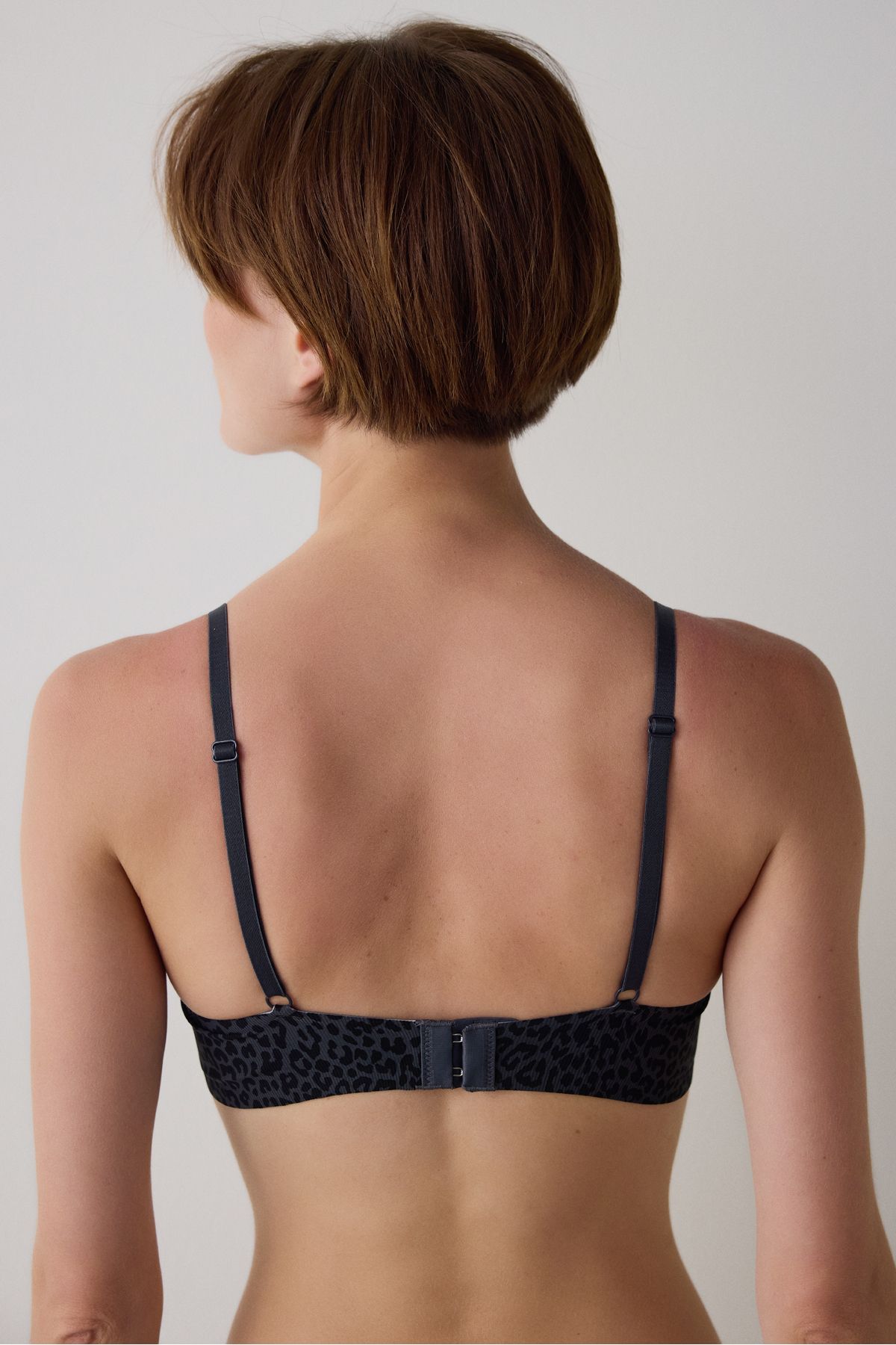 Penti-Anthracite Leopard Patterned Seamless Ribbed Triangle Bra Without Underwire 6