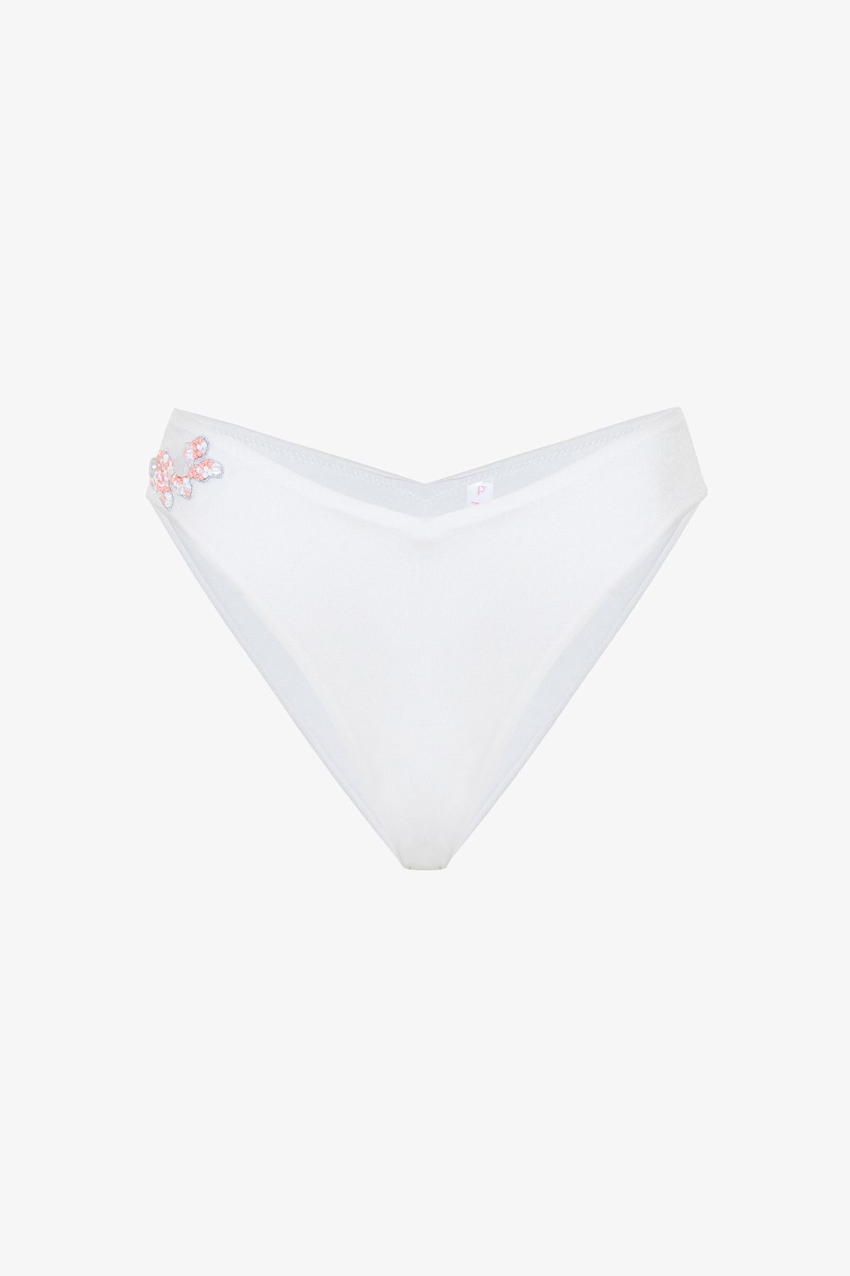 Penti-Λευκό μαργαριτάρι με χάντρες V Cut Bottom Bikini - Gamze Erçel Collection 6