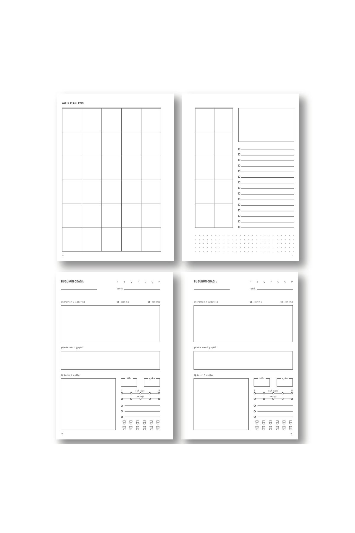 Fark Tanıtım-Fit Journal Sports and Exercise Planner Notebook – Daily with 4-Month Goal Tracking |   A5 Spiral 8