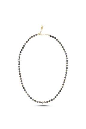 Birinci1926 925 Ayar Gümüş Kadın Dorika Toplu Siyah Inci Kolye