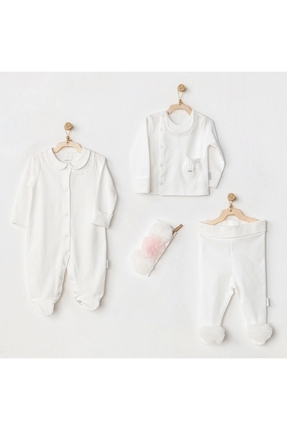 Andy Wawa Ac24501 Petit Love Newborn Tüllü 4 Parça Set Ekru