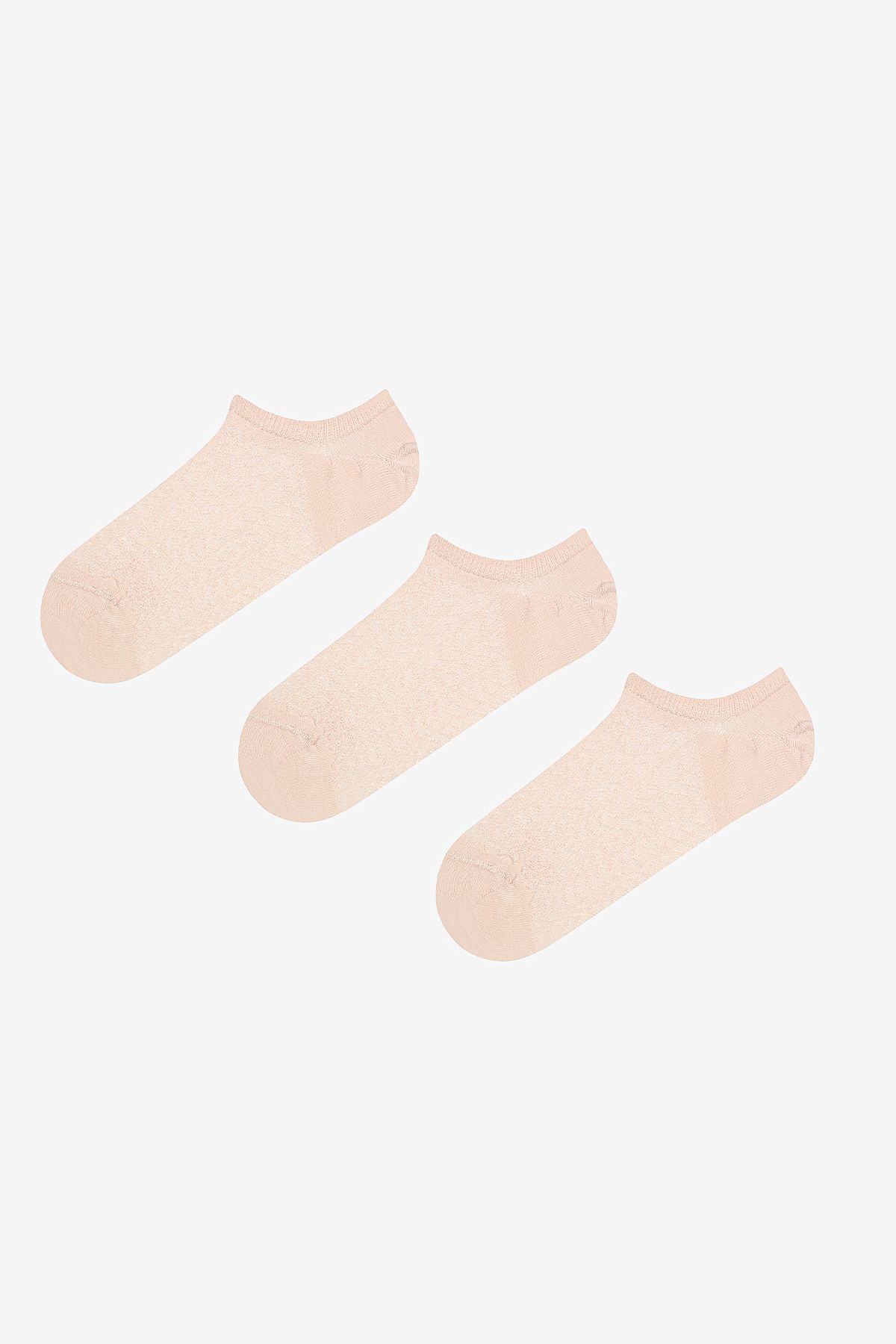 Penti-Beigefarbene 3-teilige Sneaker-Socken mit Fischgrätenmuster 1